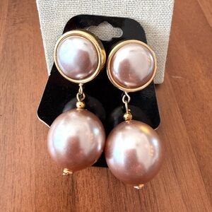 Elegant Pink Champagne Pearl Drop Earrings